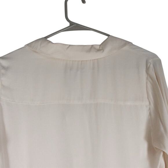 GUC Quince Women's XS Ivory Silk Blend Notch Collar Blouse Long Sleeve 3134-22 - Picture 6 of 12